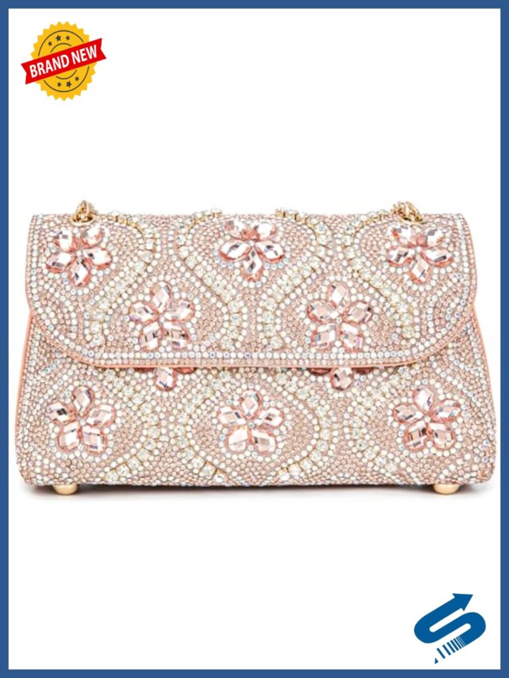 Rhinestone Evening Handbag Chain Strap Square Shoulder Bag